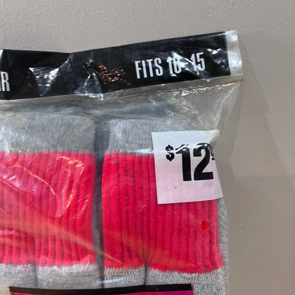 Vtg Thermal Boot Socks 6 Pair Pack Gray Pink Navy Fits 10-15 Heavyweight Cotton